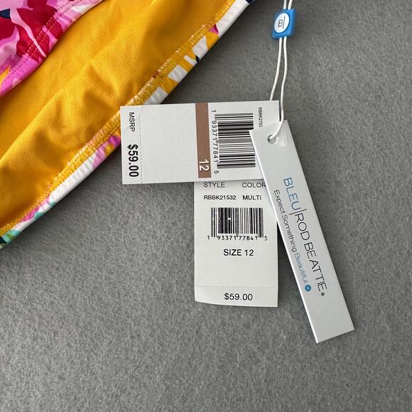 Bleu Rod Beattie Beachy Keen Tropical Bikini Swim Bottom Womens Sz 12 - Picture 3 of 8